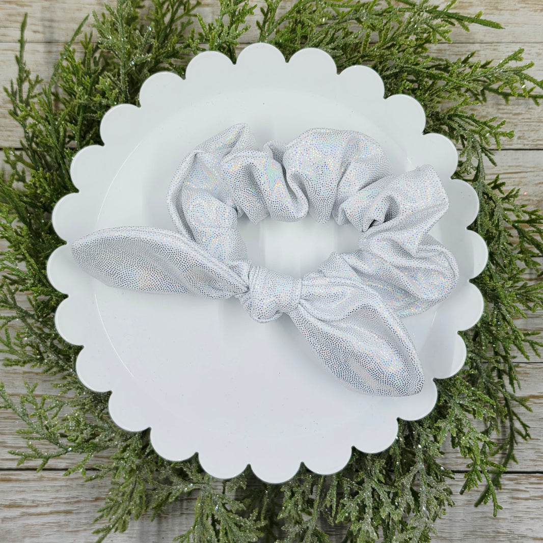 White/Silver Holo Swim Scrunchie