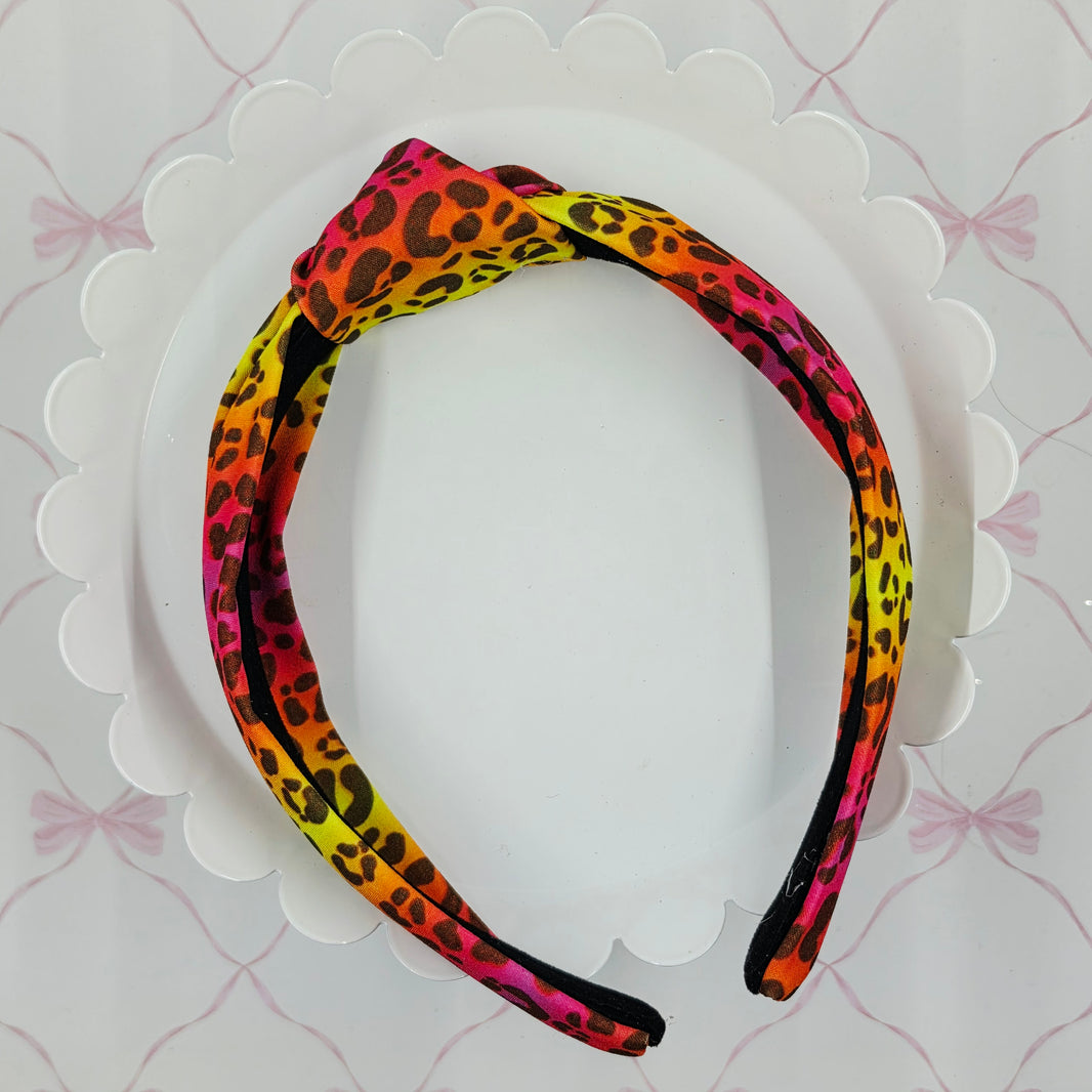 Neon Leopard Knotted Headband