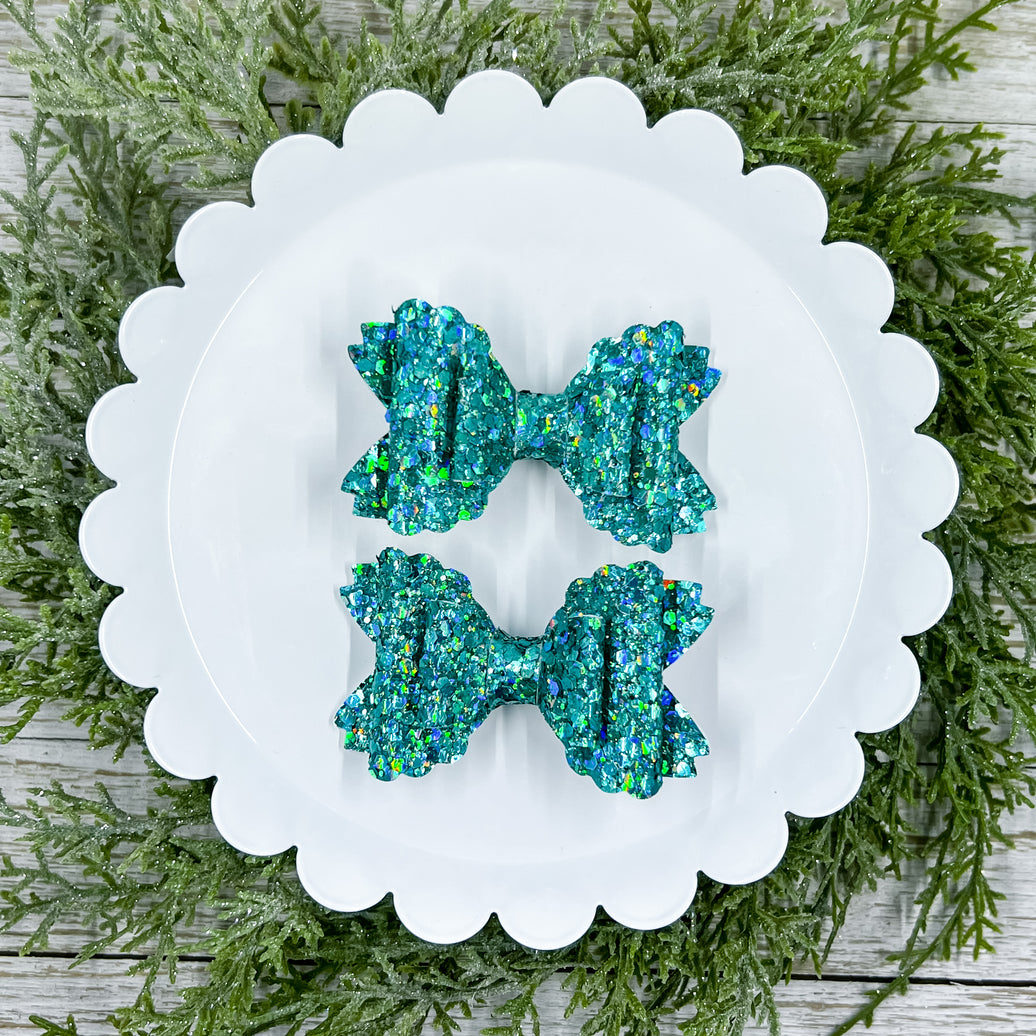 Teal Glam Glitter Piggies
