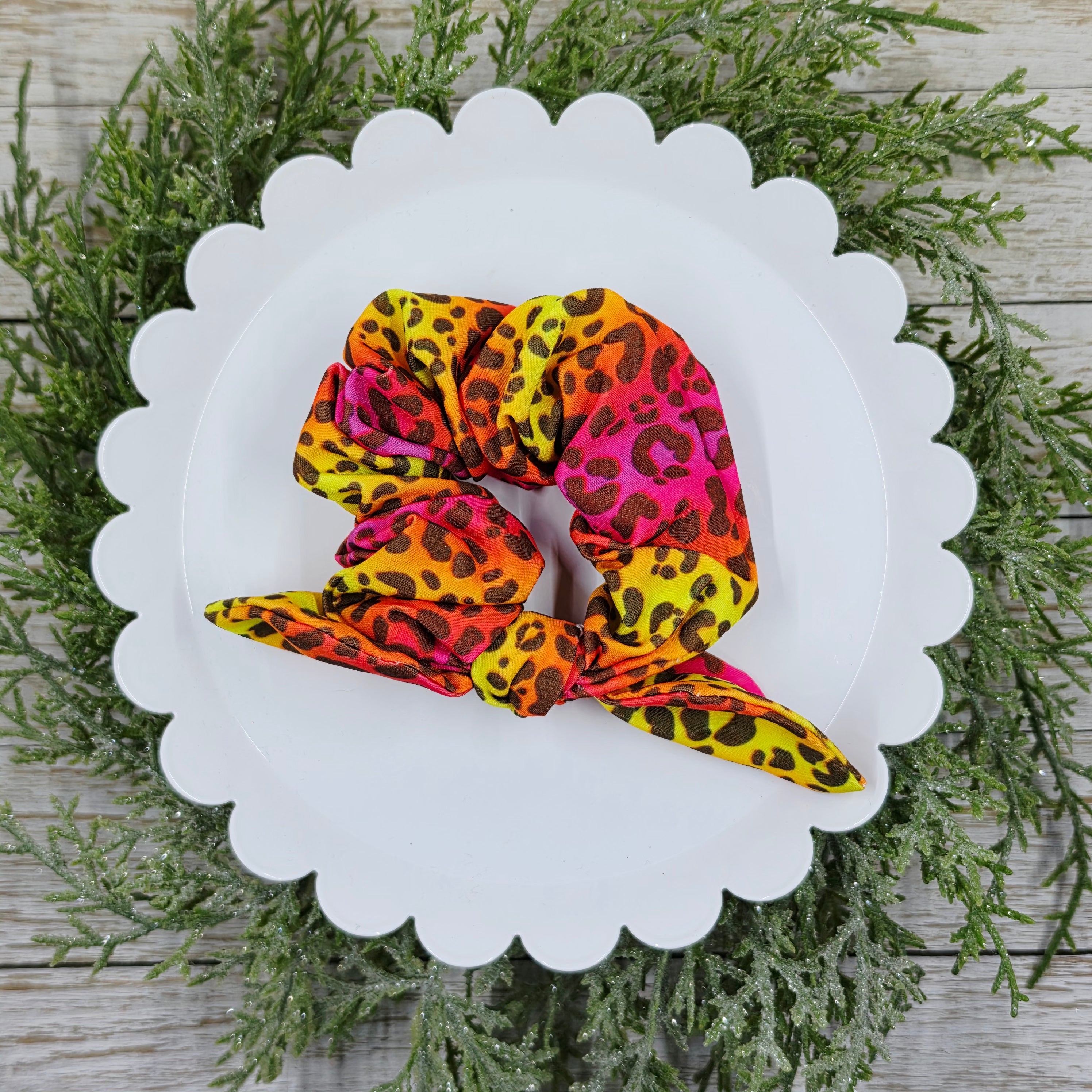 Neon Leopard Scrunchie