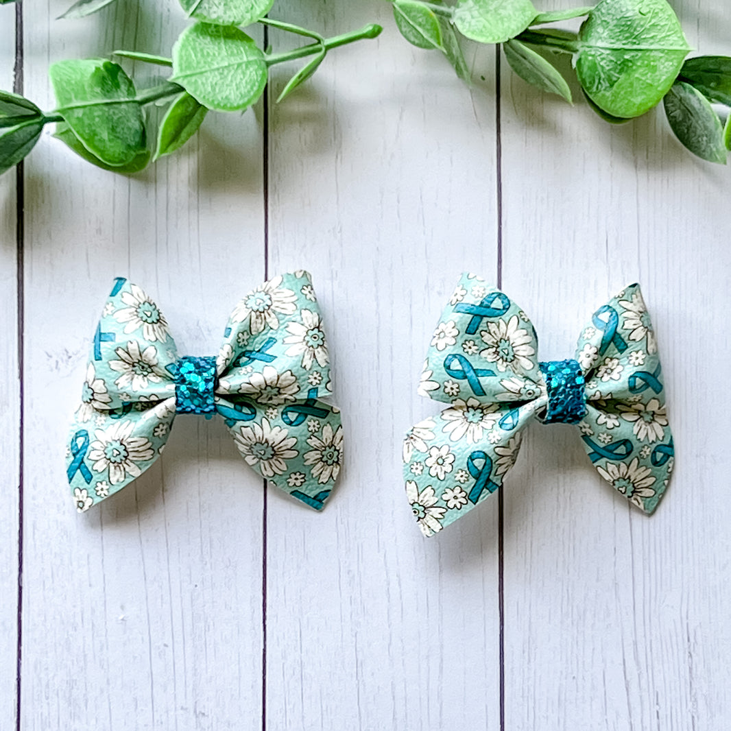 Teal Floral Ribbon Itty Bitty Piggies