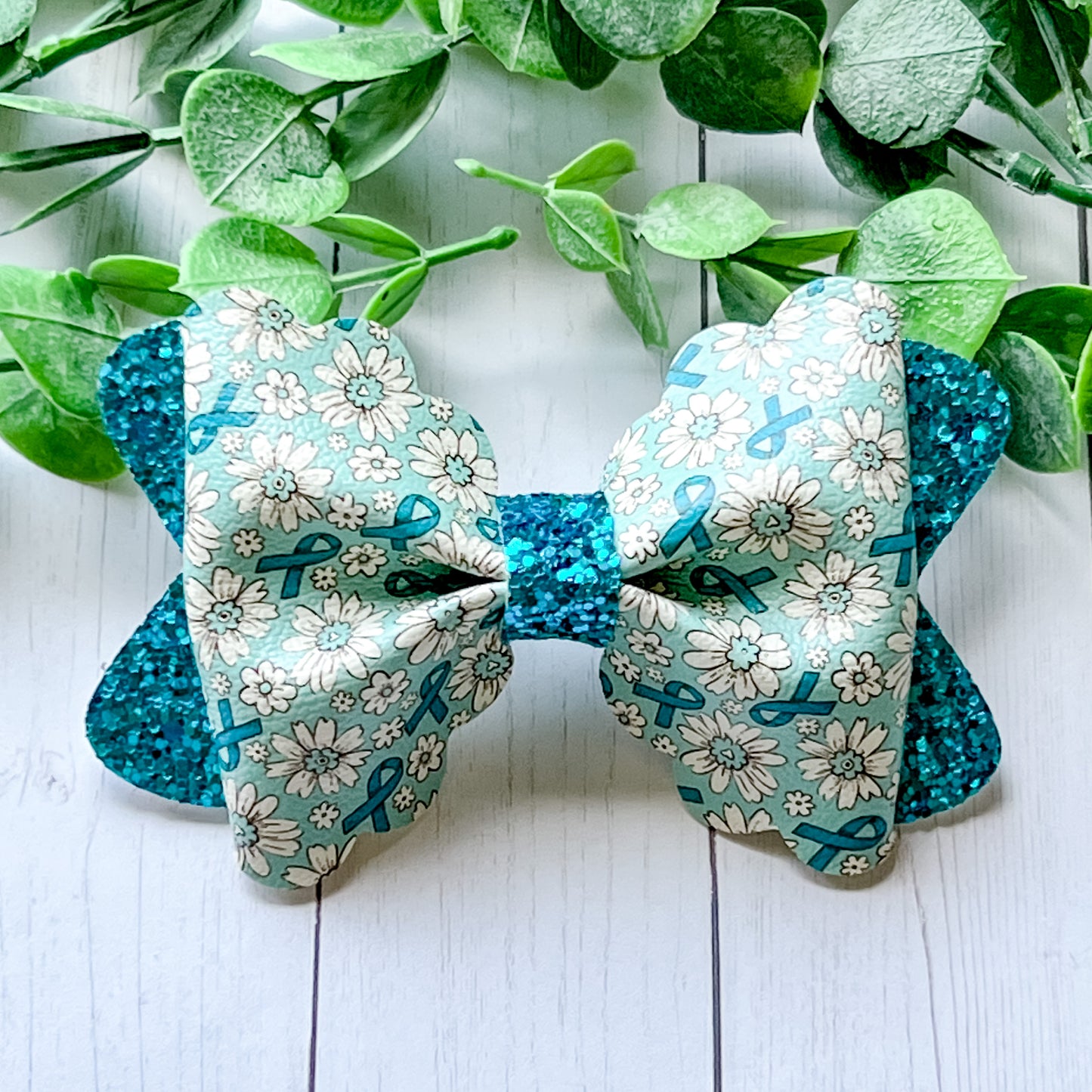 Teal Floral Ribbon