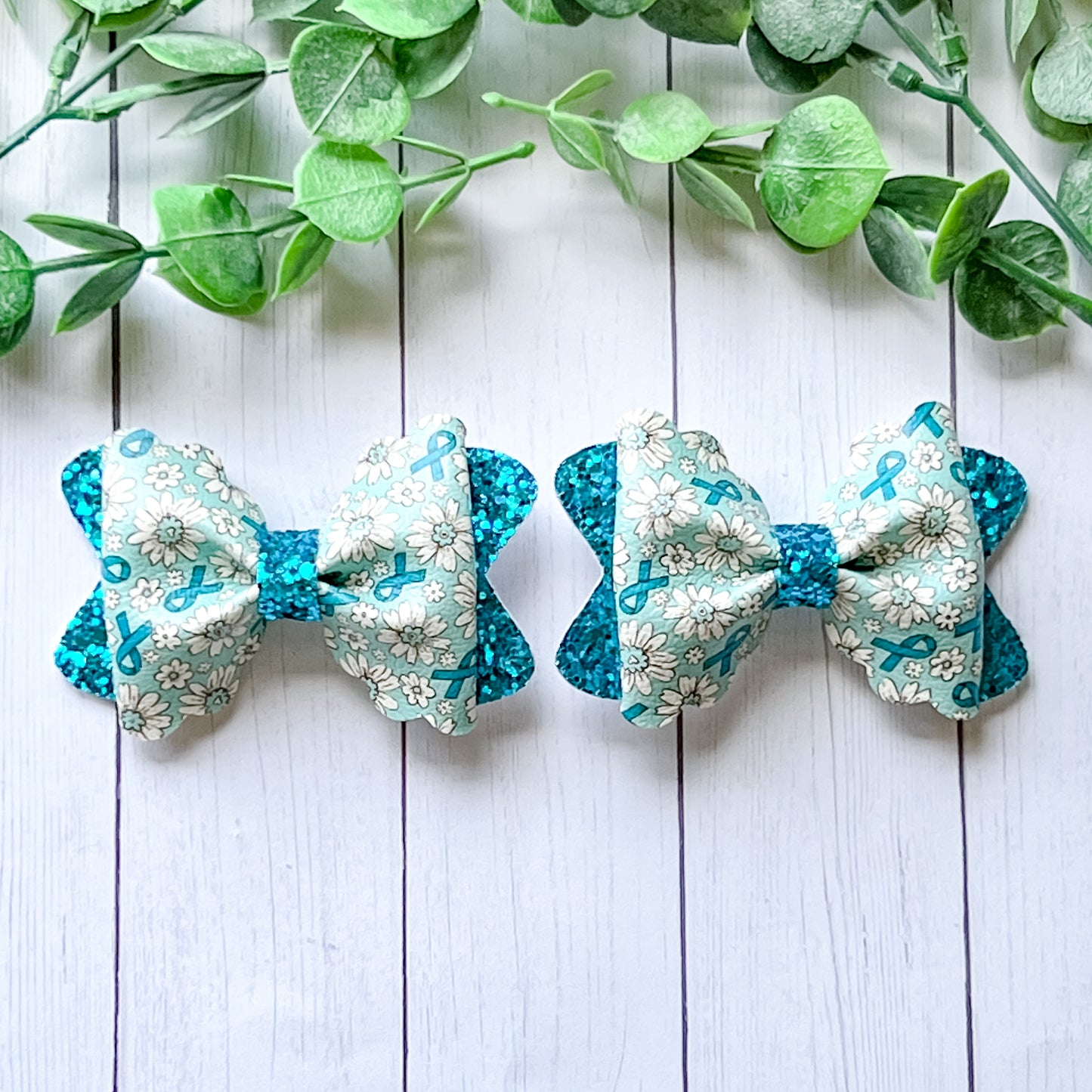 Teal Floral Ribbon Piggies